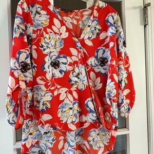 West Kei Red Floral Blouse
